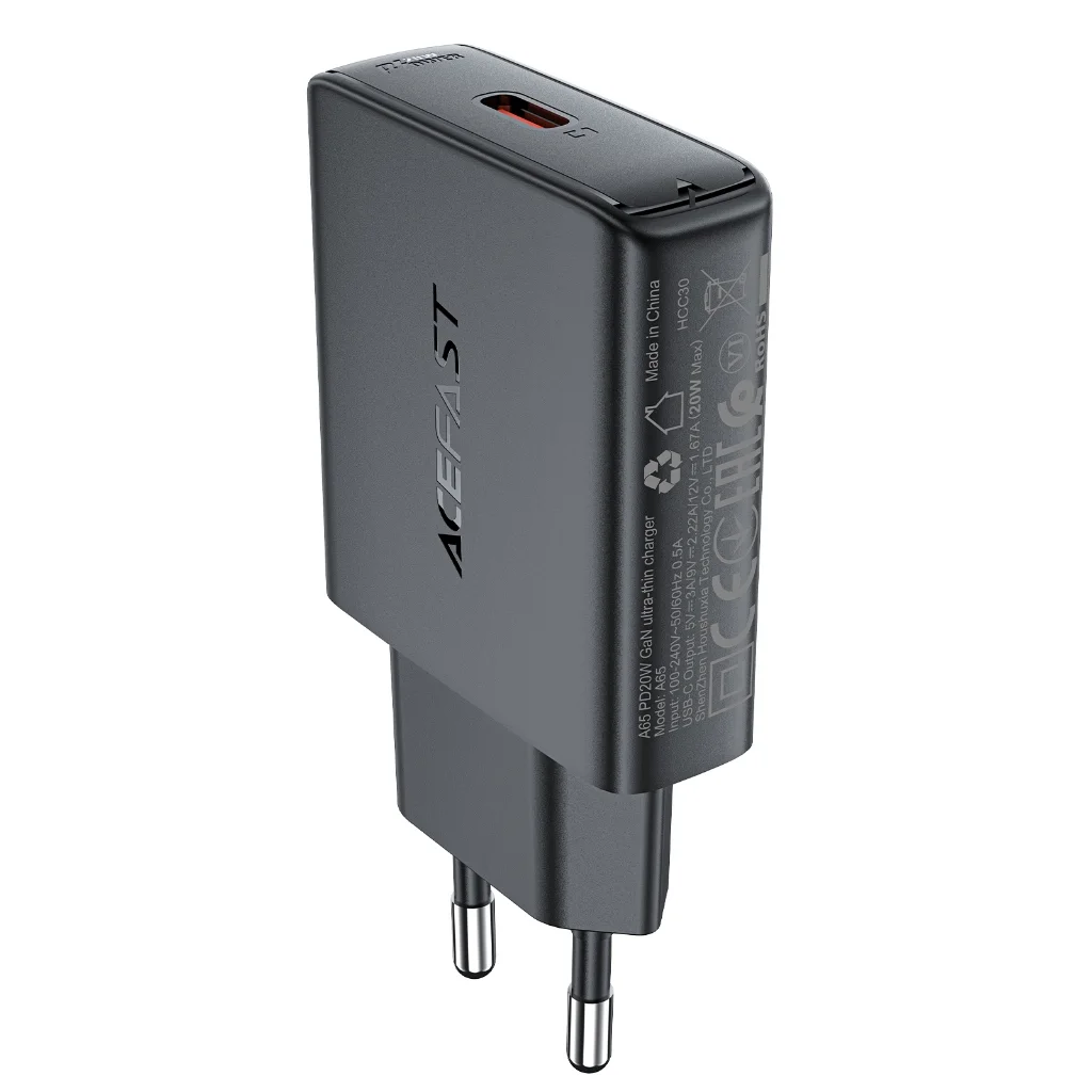 Acefast A65 / A69 หัวชาร์จบางพิเศษ GaN 20W 30W USB-C USB-A PD พกง่าย ใช้ได้ทุกวัน ชาร์จสมาร์ทโฟนและอุปกรณ์ทั่วไป