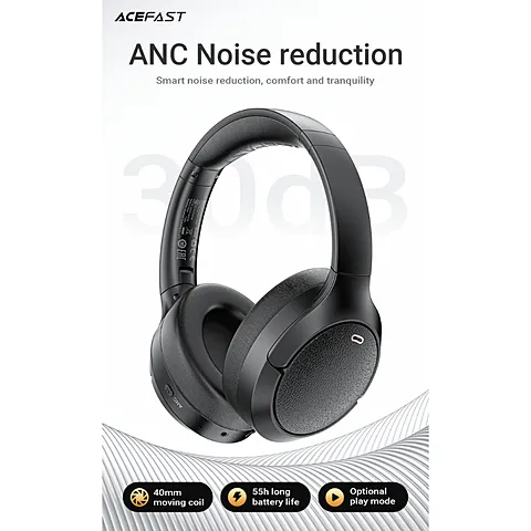 Acefast H6 หูฟังครอบหูไร้สาย ANC Bluetooth 5.3 เสียง HiFi 40mm ตัดเสียงรบกวน 30dB แบตอึด 55 ชม. พับเก็บได้