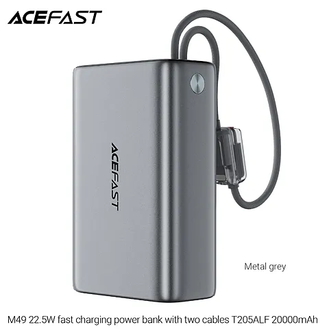 ACEFAST M48 / M49 พาวเวอร์แบงค์ 10000mAh / 20000mAh Power Bank ชาร์จเร็ว 22.5W พร้อมสาย USB-C + Lightning