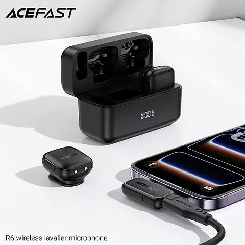 ACEFAST R6 ไมค์ไร้สาย Lavalier Microphone ไมค์คู่ AI Noise Reduction หน่วงต่ำ 0.025s แบต 27ชม.