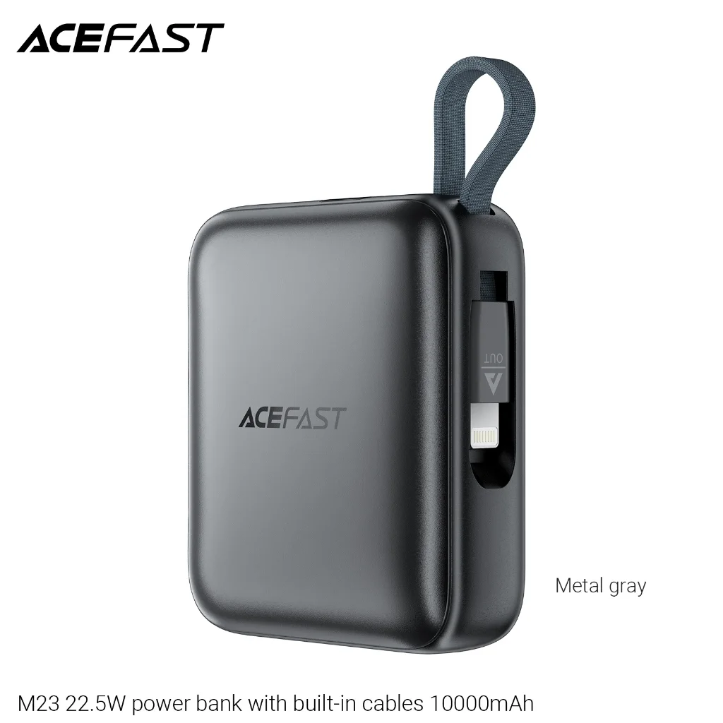 ACEFAST M23 / M42 พาวเวอร์แบงค์ 10000mAh Power Bank ชาร์จเร็ว 22.5W มีสายชาร์จในตัว USB-C พกพาง่าย