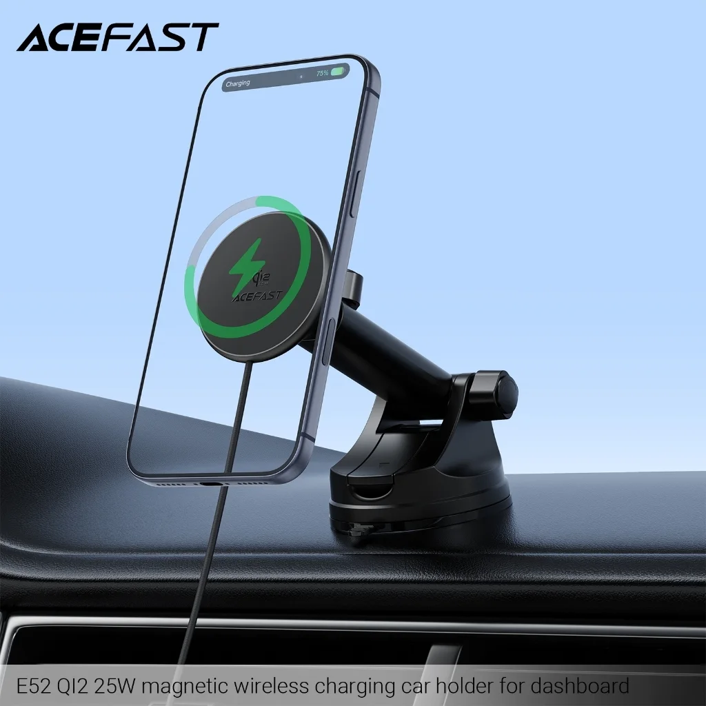 ACEFAST E52 ที่ชาร์จไร้สายในรถ Qi2 25W Magnetic Car Holder แม่เหล็ก พร้อมฐานดูดสุญญากาศ