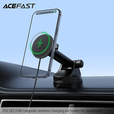 ACEFAST E52 ที่ชาร์จไร้สายในรถ Qi2 25W Magnetic Car Holder แม่เหล็ก พร้อมฐานดูดสุญญากาศ